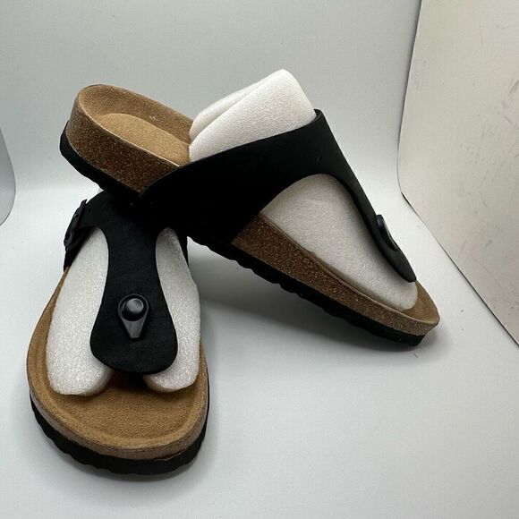 CUSHIONAIRE Women's Leah Cork Footbed Sandal With +Comfort 6.5 BLACK - Picture 6 of 7